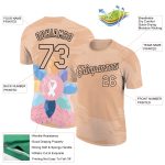 Custom Name and Number Performance T-Shirt for World Cancer Day - Personalized Black Cream 3D Pattern Design Team Apparel