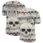 Custom Name and Number 3D Skull Fashion T-Shirt - Personalized City Cream Black Performance Tee Personalized City Cream Black