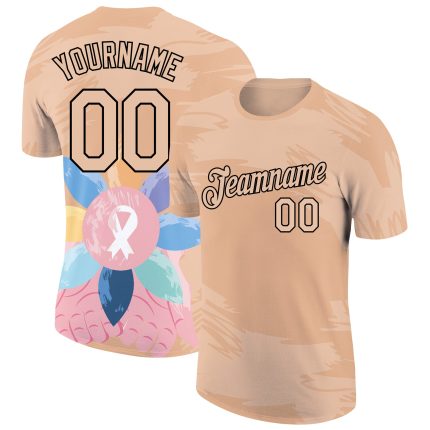 World Cancer Day Performance T-Shirt Personalized City Cream Black 3D Design Personalized City Cream Black 3D World Cancer