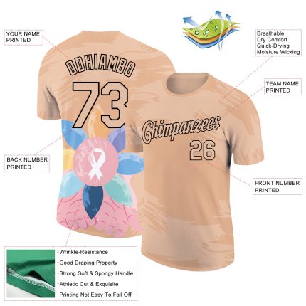 World Cancer Day Performance T-Shirt Personalized City Cream Black 3D Design Personalized City Cream Black 3D World Cancer