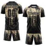 Custom black and cream soccer jersey, back view