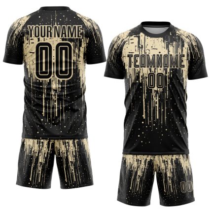 Custom Name and Number Soccer Uniform Jersey Personalized City Cream Black Sublimation Personalized City Cream Black Sublimation