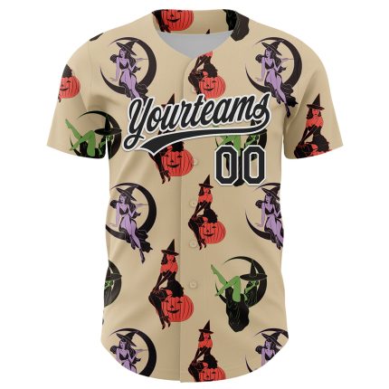 Custom Halloween Baseball Jersey 3D Black-White Cream Team Design with Name and Number - Personalized Authentic Style Personalized