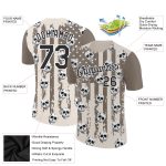 Personalized 3D Skull American Flag Cream Black-White Performance T-Shirt Personalized City Cream Black-White 3D Skull And