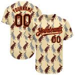 Custom Name and Number Rabbit Baseball Jersey - Personalized Cream Brown-Orange 3D Pattern Design Team Apparel Personalized