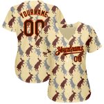 Personalized Brown-Orange 3D Rabbit Baseball Jersey for City Fans Personalized City Cream Brown-Orange 3D Rabbit Baseball
