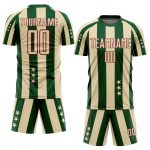 Personalized Soccer Uniform Jersey with Cream Green Crimson Stars and Squares Sublimation Design Personalized City Cream