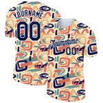 Custom Name and Number Performance T-Shirt - Personalized Abstract Doodle Design in Navy-White 3D Pattern for Team Use Personalized