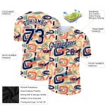 Custom Name and Number Performance T-Shirt - Personalized Abstract Doodle Design in Navy-White 3D Pattern for Team Use Personalized