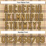 Custom Name and Number Personalized Bomber Varsity Jacket - 3D Check Pattern in Cream, Old Gold, Black, Light Pink Design