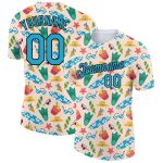 Custom Team T-Shirt with Panther Blue-Black 3D Pattern Design for Hawaii Summer Holiday - Personalized with Name & Number