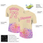 Personalized 3D Floral Design T-Shirt in City Cream Pink - High-Performance Apparel Personalized City Cream Pink 3D Floral