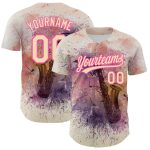 Personalized 3D International Jazz Day Baseball Jersey Cream Pink City Design Personalized City Cream Pink 3D International