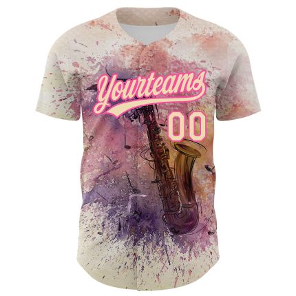 Personalized 3D International Jazz Day Baseball Jersey Cream Pink City Design Personalized City Cream Pink 3D International