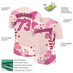 Personalized Breast Cancer Awareness Performance T-Shirt - 3D Pink Ribbon, Cream Pink and Black Personalized City Cream Pink-Black