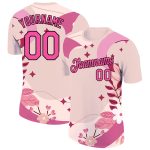 Personalized Breast Cancer Awareness Performance T-Shirt - 3D Pink Ribbon, Cream Pink and Black Personalized City Cream Pink-Black