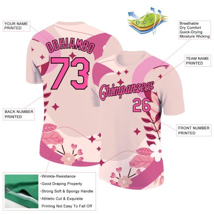 Custom Breast Cancer Pink Ribbon Performance T-Shirt - Personalized City Cream Black Team Name & Number Personalized City