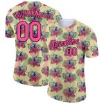 Personalized Tropical Hawaii Colibri & Flower T-Shirt - Cream Pink-Black 3D Performance Tee Personalized City Cream Pink-Black