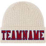 Custom Red-Royal Knit Hat for City Lovers - Personalized Stitched Cuffed Beanie Personalized City Cream Red-Royal Stitched