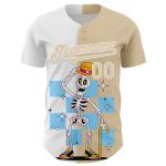 Personalized 3D Rave Skeleton Baseball Jersey - Cream White City Style Personalized City Cream White 3D Rave Skeleton Baseball