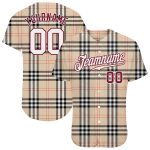 Custom 3D Scottish Checks Baseball Jersey in Cream White and Crimson Personalized City Cream White-Crimson 3D Scottish Checks