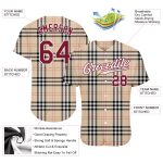 Custom 3D Scottish Checks Baseball Jersey in Cream White and Crimson Personalized City Cream White-Crimson 3D Scottish Checks