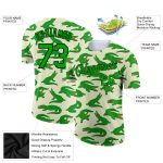 Personalized 3D Crocodile Performance T-Shirt in Cream Aurora Green-Black Personalized Cream Aurora Green-Black 3D Crocodile