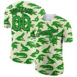 Custom Name and Number Crocodile Performance T-Shirt with 3D Cream Aurora Green-Black Pattern Design Personalized Cream Aurora