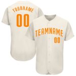 Custom Name and Number Authentic Baseball Jersey in Cream Bay Orange - Personalized Team Jersey Personalized Cream Bay Orange
