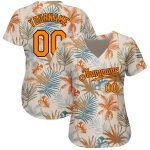 Personalized 3D Hawaii Palm Leaves Baseball Jersey in Cream Bay Orange-Brown Personalized Cream Bay Orange-Brown 3D Hawaii