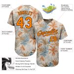 Personalized 3D Hawaii Palm Leaves Baseball Jersey in Cream Bay Orange-Brown Personalized Cream Bay Orange-Brown 3D Hawaii