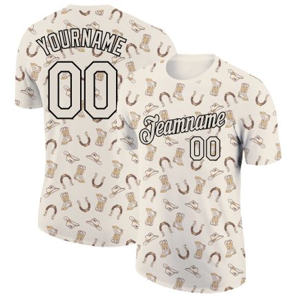 Personalized 3D Cowboy Performance T-Shirt - Cream and Black Accessory Personalized Cream Black 3D Cowboy Accessory Performance