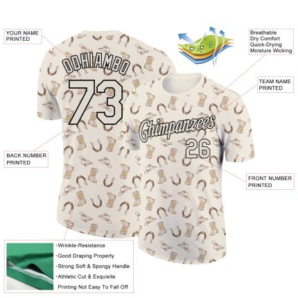Personalized 3D Cowboy Performance T-Shirt - Cream and Black Accessory Personalized Cream Black 3D Cowboy Accessory Performance