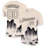 Personalized Black 3D Mountain Performance T-Shirt for Men and Women Personalized Cream Black 3D Mountain Performance T-Shirt