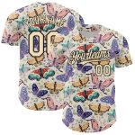 Custom Animal Butterfly Baseball Jersey with Personalized Name and Number - 3D Cream Black Design Personalized Cream Black