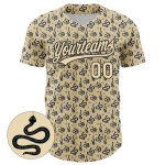 Custom Snake Pattern Baseball Jersey with Name & Number - Personalized Cream Black Design Personalized Cream Black 3D Pattern