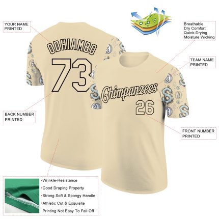 Custom Dollar Sign Money Theme T-Shirt with Personalized Cream Black 3D Pattern Design, Team Name and Number Personalized