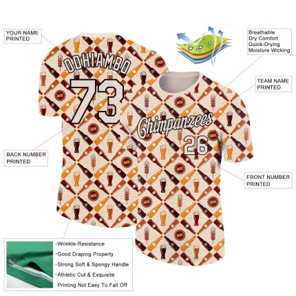 Personalized Oktoberfest Beer Festival Performance T-Shirt with Cream Black 3D Pattern Design Personalized Cream Black 3D