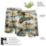 Personalized Hawaii Palm Trees Basketball Shorts with Custom Name & Number - Cream Black 3D Pattern Authentic Team Gear Personalized