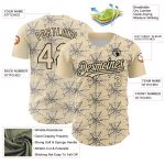 Personalized 3D Spider Web Baseball Jersey in Cream and Black Personalized Cream Black 3D Spider Web Baseball Jersey