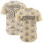 Personalized 3D Spider Web Baseball Jersey in Cream and Black Personalized Cream Black 3D Spider Web Baseball Jersey