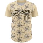 Personalized 3D Spider Web Baseball Jersey in Cream and Black Personalized Cream Black 3D Spider Web Baseball Jersey