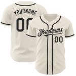 Custom Team Baseball Jersey with Personalized Name and Number in Cream and Black Personalized Cream Black Authentic Baseball