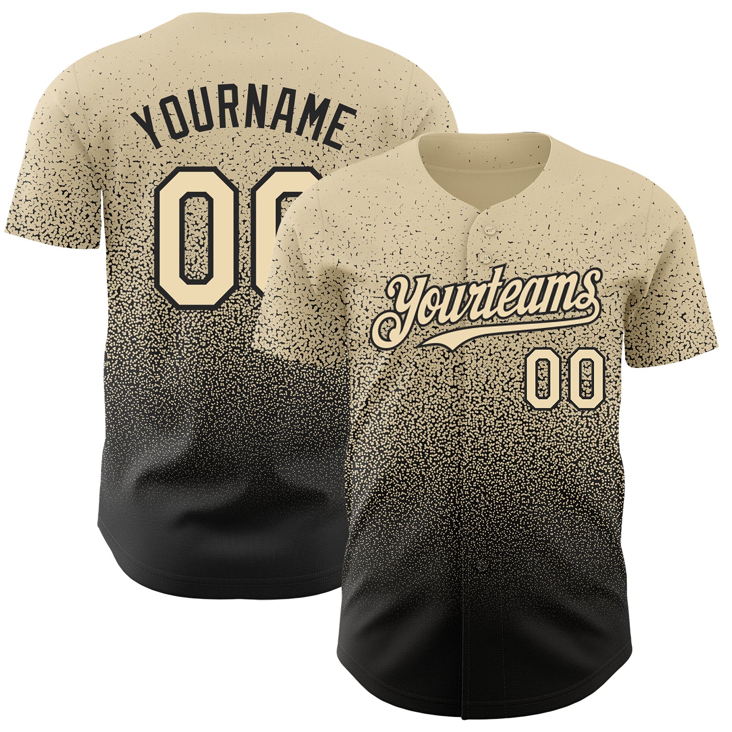 Custom Personalized Baseball Jersey - Cream Black Authentic Fade with Team Name and Number Personalized Cream Black Authentic