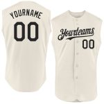 Custom Name and Number Personalized Black Cream Baseball Jersey - Authentic Sleeveless Team Jersey Personalized Cream Black
