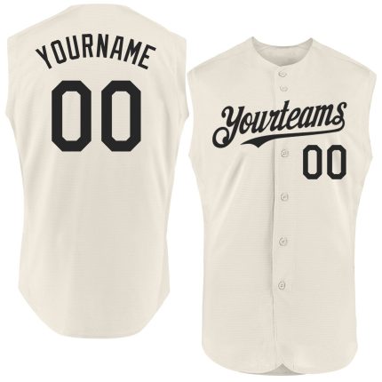 Custom Name and Number Personalized Black Cream Baseball Jersey - Authentic Sleeveless Team Jersey Personalized Cream Black