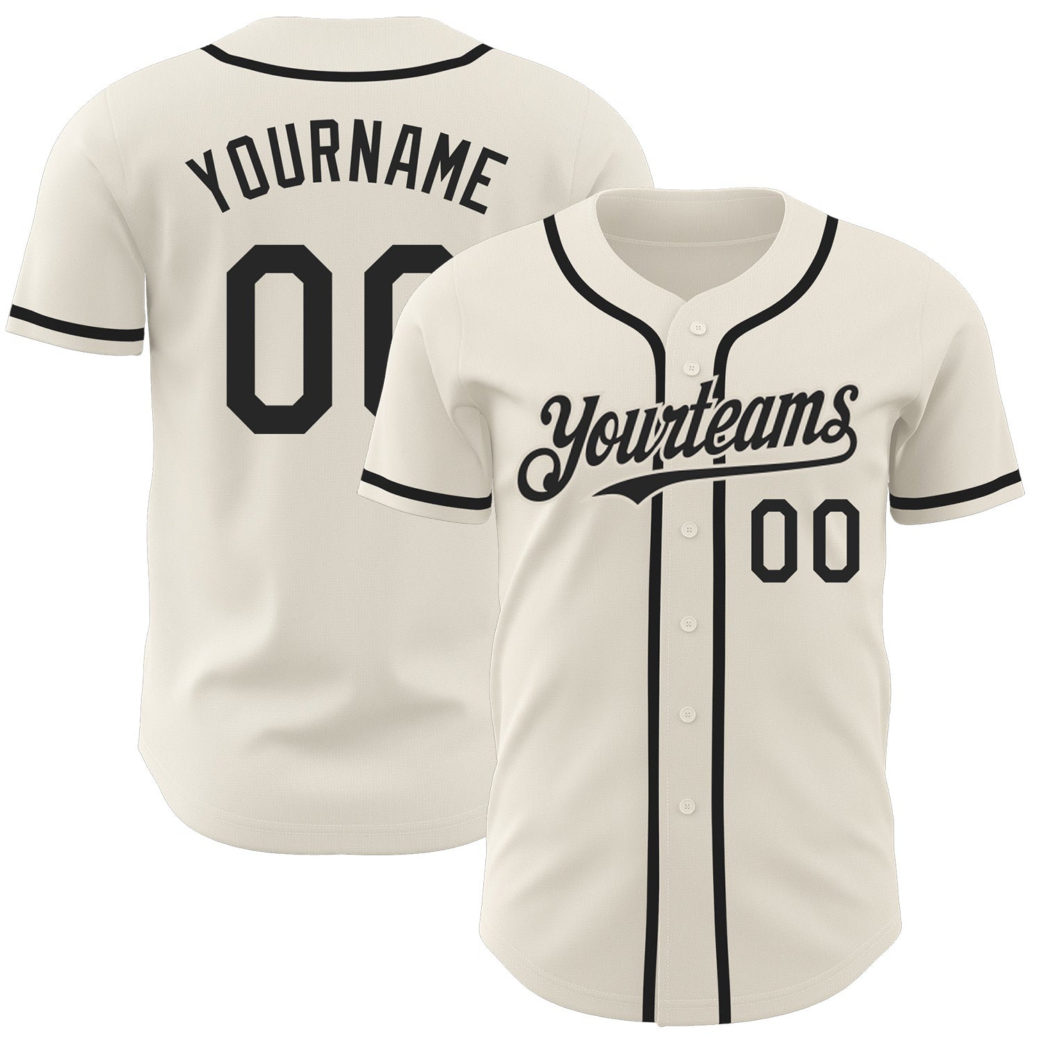 Personalized Cream and Black Baseball Jersey for Men and Women Personalized Cream Black Baseball Jersey