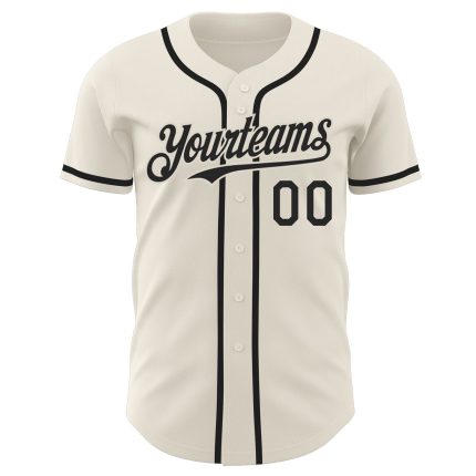 Personalized Cream and Black Baseball Jersey for Men and Women Personalized Cream Black Baseball Jersey