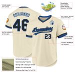 Custom Name Number Authentic Throwback Baseball Jersey - Personalized Cream Black-Blue Team Jersey Personalized Cream Black-Blue