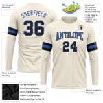 Personalized Performance T-Shirt in Cream, Black, Blue - Long Sleeve Design Personalized Cream Black-Blue Long Sleeve Performance